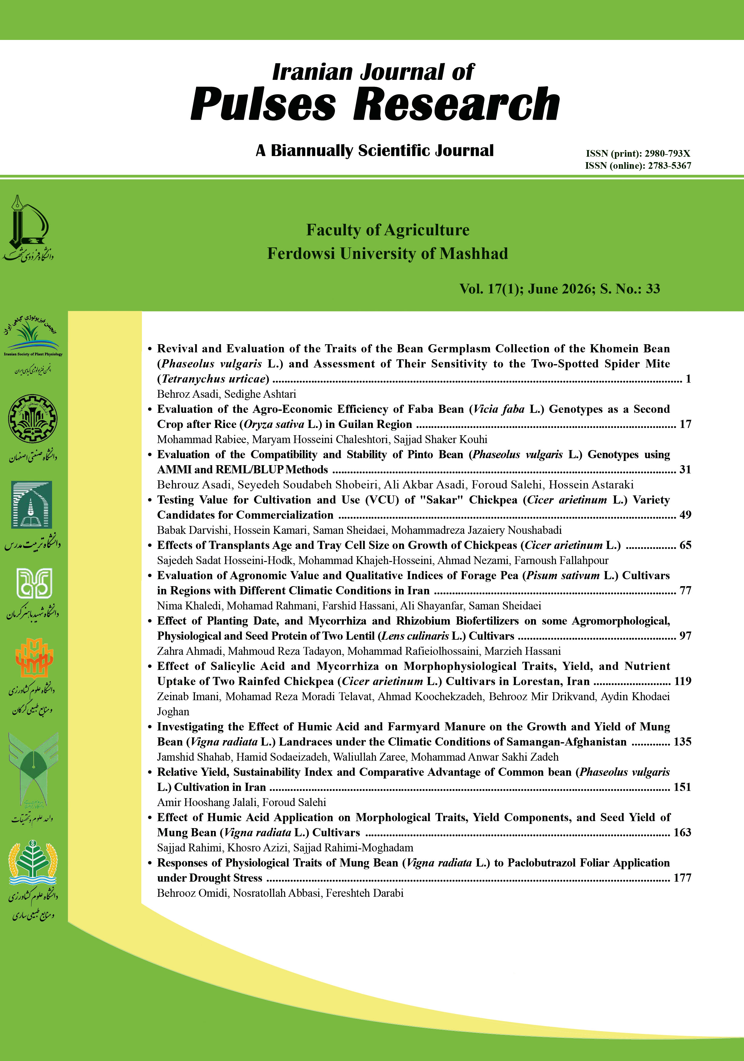 Iranian Journal Pulses Research